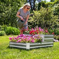 2-Tier Galvanized Steel Raised Garden Bed - 17.75" H