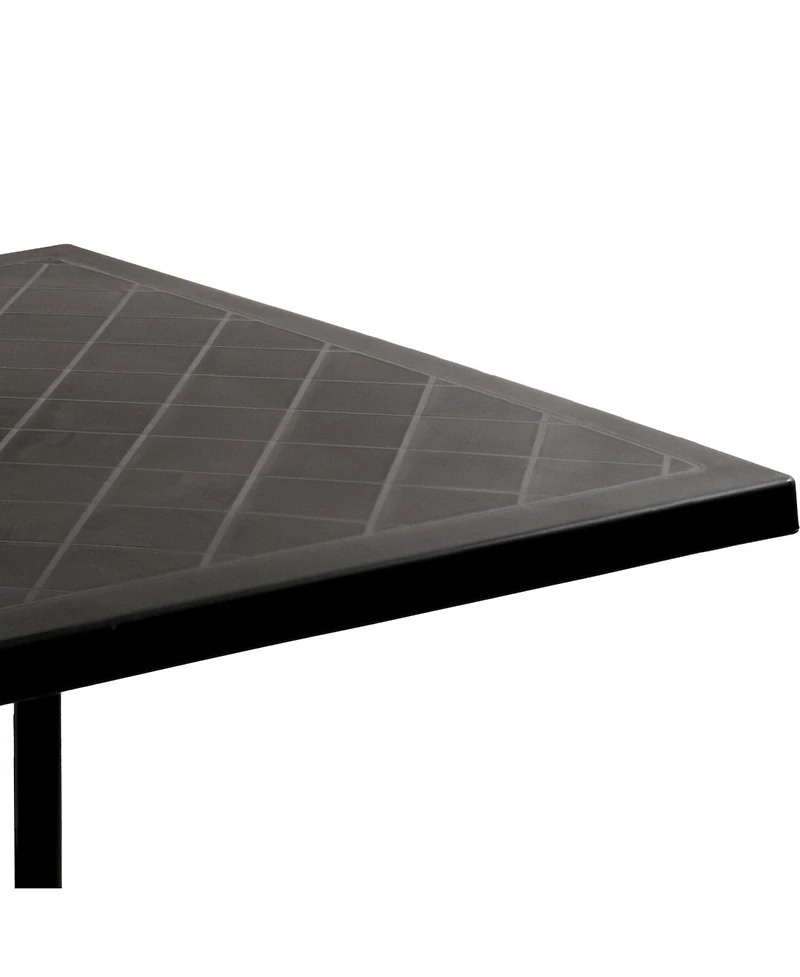 Outdoor Square Polypropylene Top Dining Table with Curved Iron Legs - Black - 28.75"