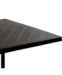 Outdoor Square Polypropylene Top Dining Table with Curved Iron Legs - Black - 28.75"