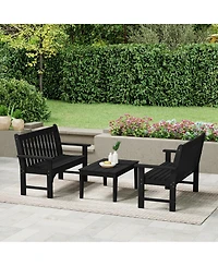 WestinTrends 3-Piece Hdpe Outdoor Patio Furniture Couch and Coffee Table Set