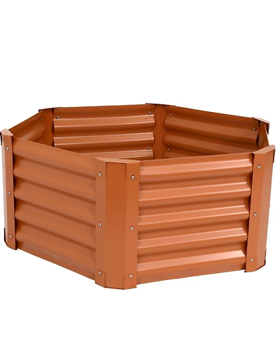 Raised Powder-Coated Steel Hexagon Planter Garden Bed Kit for Plants, Flowers, Vegetables and Herbs - 41" W x 16" Deep