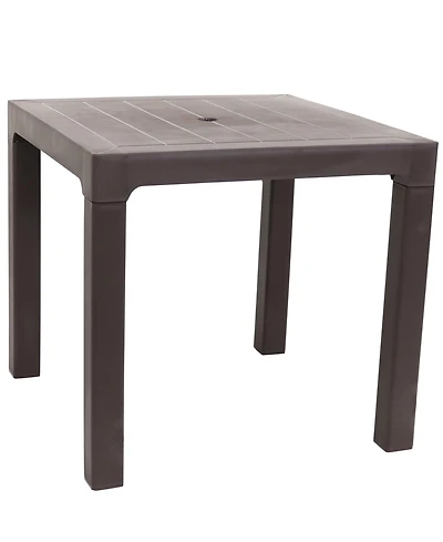 31" Square Polypropylene Indoor/Outdoor Patio Dining Table, Brown