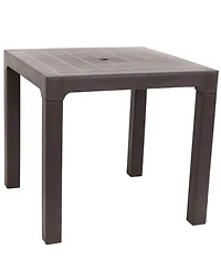 31" Square Polypropylene Indoor/Outdoor Patio Dining Table, Brown
