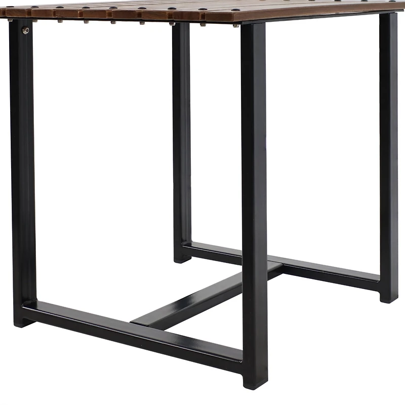 European Chestnut Rectangular Side Table with Steel Frame