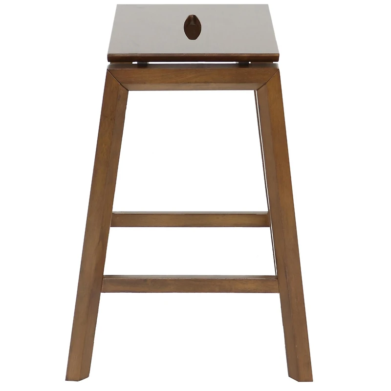 Set of 2 Indoor Wooden Backless Counter-Height Stools - Dark Walnut - 25"