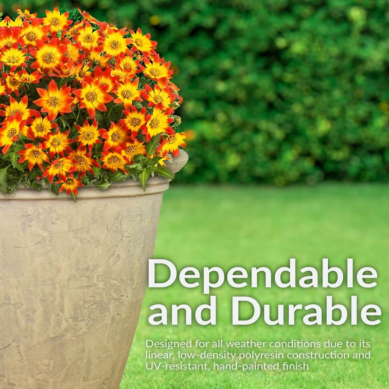 Indoor/Outdoor Patio, Garden, or Porch Weather-Resistant Double-Walled Anjelica Flower Pot Planter