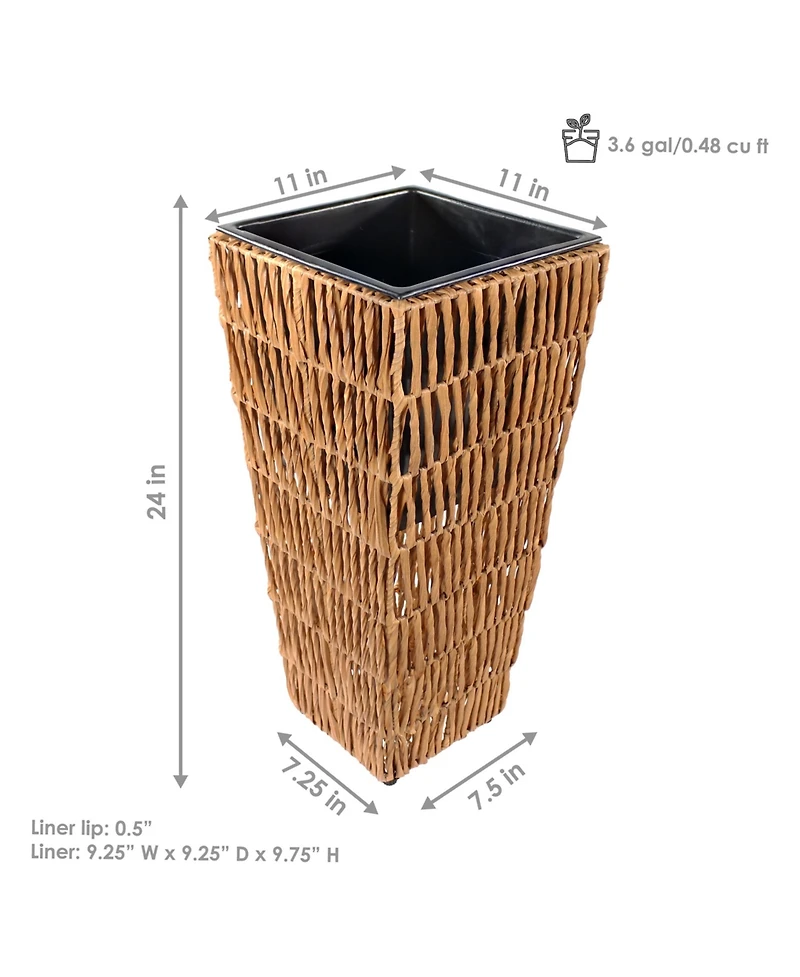 Indoor/Outdoor Hyacinth Poly-Wicker Tall Planters - 2pk 11"