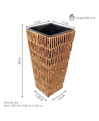 Indoor/Outdoor Hyacinth Poly-Wicker Tall Planters - 2pk 11"
