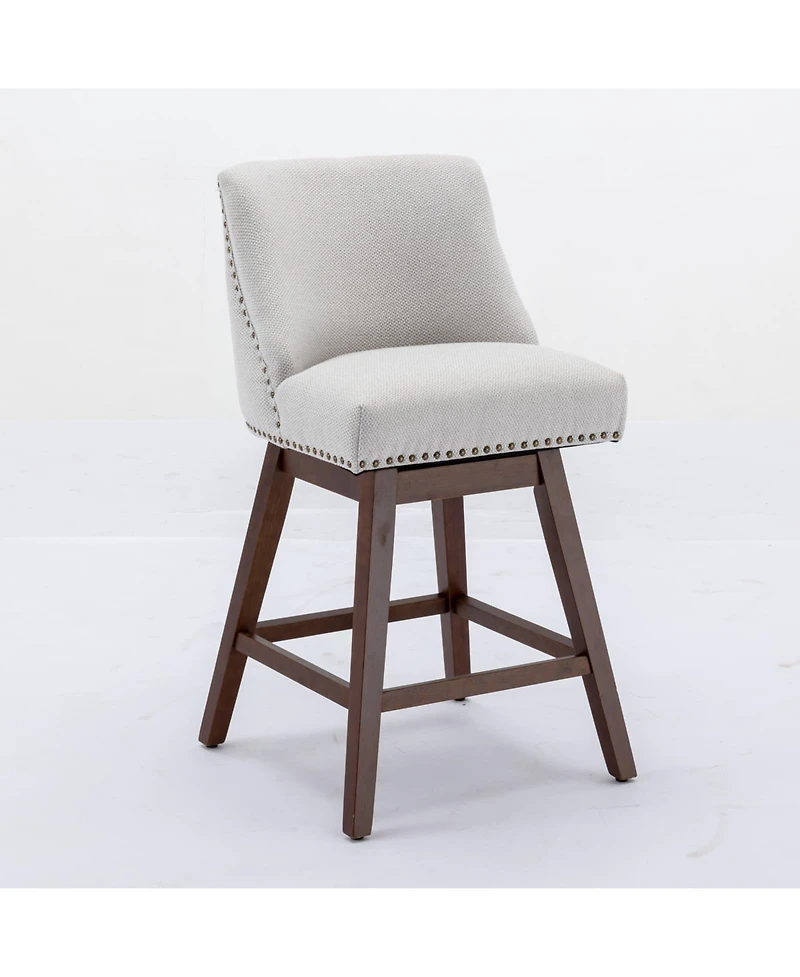 Set of 2 Counter Height Swivel Bar Stools, 26" Upholstered Chairs with 360° Swivel-The Pop Home