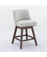 Set of 2 Counter Height Swivel Bar Stools, 26" Upholstered Chairs with 360° Swivel-The Pop Home