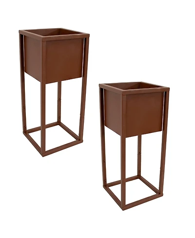 Modern Simplicity 8.25" Square Cold-Rolled Steel Outdoor Elevated Planter