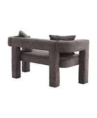 Modern Chenille Loveseat Bench, Upholstered 2-Seater Sofa with Pillows, Small Accent Couch for Bedroom or Living Room-The Pop Home