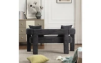 Modern Chenille Loveseat Bench, Comfy Upholstered 2-Seater Sofa for Living Room, Bedroom, & Leisure Areas-The Pop Home
