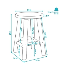 Unfinished Wood Round Top Counter-Height Stool - Fir Wood - 24"
