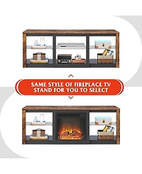 Wlive TV Stand with Led Lights for Tvs up to 65 inch Entertainment Center Glass Shelves Modern Console Living Room Media Stor