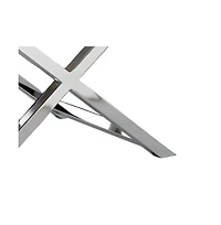 Slickblue Padded Seat Stool with White Faux Leather and Crossed Chrome Legs for Modern Chic Decor
