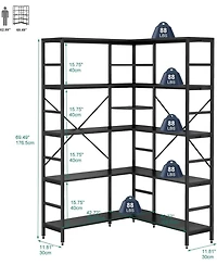 gaomon 4 Tier Industrial Bookshelf, Heavy Duty Metal L-Shaped Design