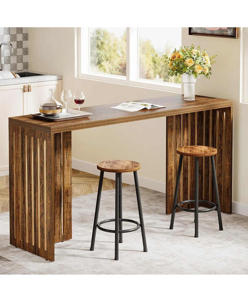 Tribesigns Bar Table, 63-Inch Counter Height Pub Table, Industrial Bar Height Table
