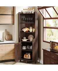 Tribesigns 68-Inch Tall Corner Cabinet, Farmhouse Kitchen Storage Cabinet with Doors and Shelves, Rustic Wood Corner Display Cabinet