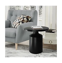 Slickblue Modern Round Iron Side Table with Pedestal Base for Sleek and Contemporary Home Decor