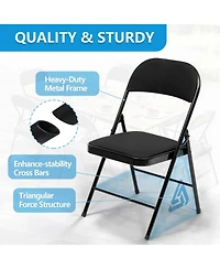 4/6/10-Pack Folding Chair Set with Fabric Upholstered Padded Seat Metal Frame for Home Office Dining Room-10 Pack