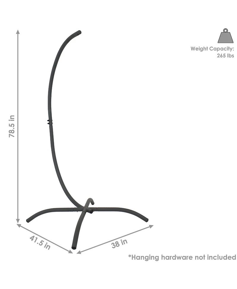 Durable Steel Egg Chair Stand with Curved Leg Base, Hardware, and Powder-Coated Finish - 78" H - Gray