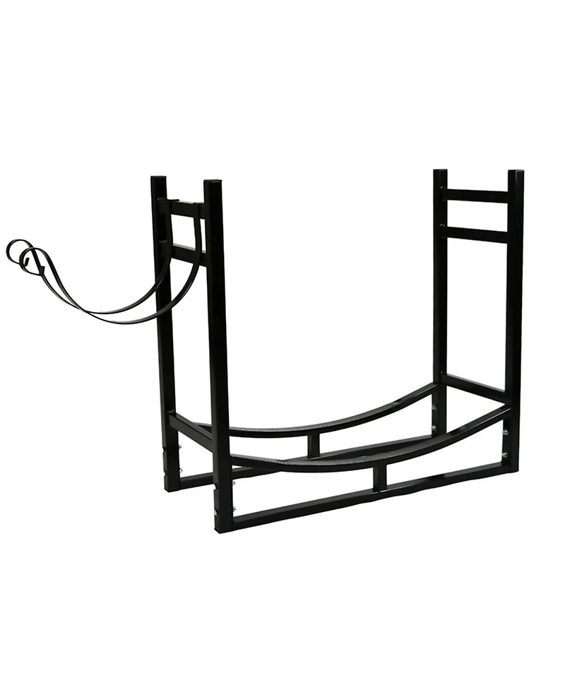 Indoor/Outdoor Steel Fire Pit or Fireplace Firewood Log Rack Holder with Kindling Storage Space - 33"