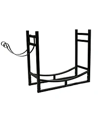 Indoor/Outdoor Steel Fire Pit or Fireplace Firewood Log Rack Holder with Kindling Storage Space - 33"