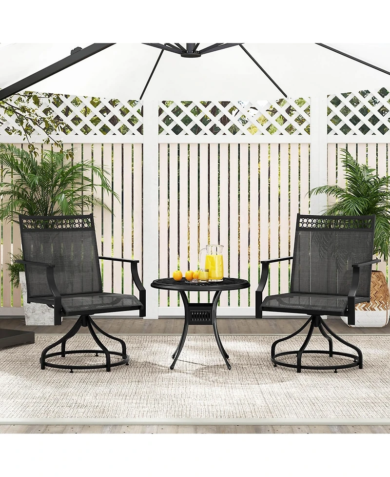 Patio Swivel Dining Chairs Set of 2 with Quick-Drying Fabric and Metal Frame
