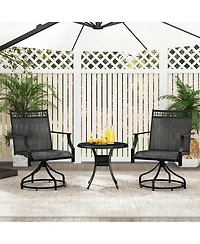 Patio Swivel Dining Chairs Set of 2 with Quick-Drying Fabric and Metal Frame
