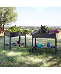 Hot Dip Galvanized Steel Raised Garden Bed with Mesh Shelf - Set of 2