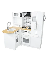 Cozy Corner Mdf Kitchen Playset with Stainless Steel Accessories - White
