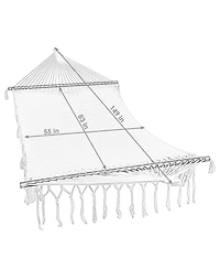Heavy-Duty Deluxe Hand-Woven Cotton American-Style Mayan Hammock with Spreader Bars - 770 lb Weight Capacity Blue