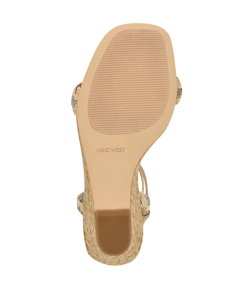Nine West Women's Nashy Woven Embellished Wedge Sandals