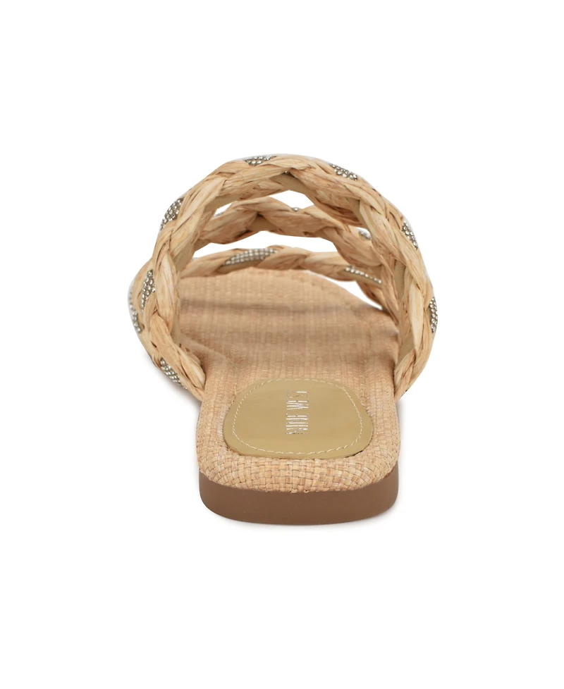 Nine West Women's Qazz Woven Embellished Flat Sandals