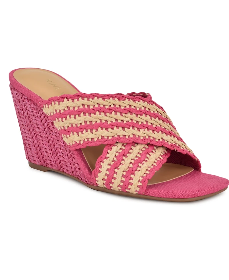 Nine West Women's Novela Woven Slip-On Wedge Sandals