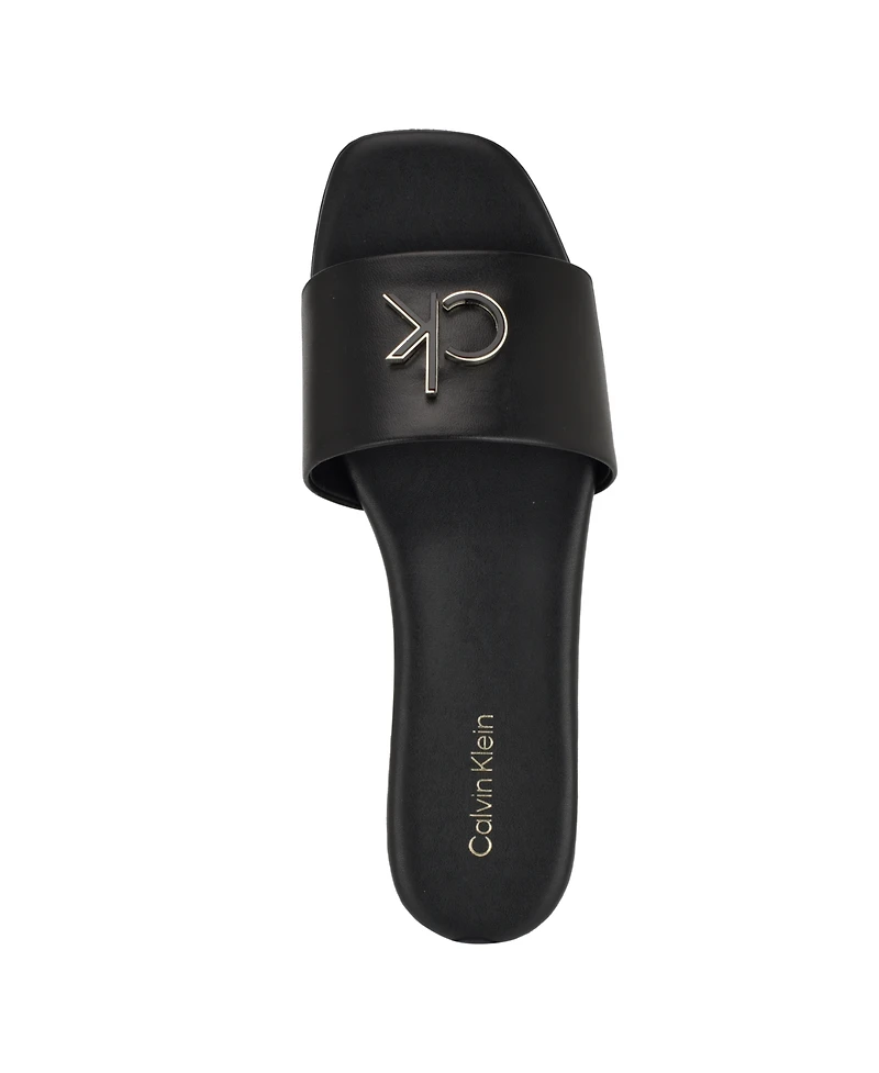 Calvin Klein Women's Yancie Logo Flat Slide Sandals