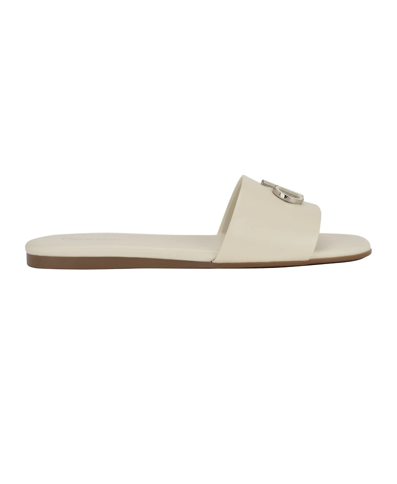 Calvin Klein Women's Yancie Logo Flat Slide Sandals