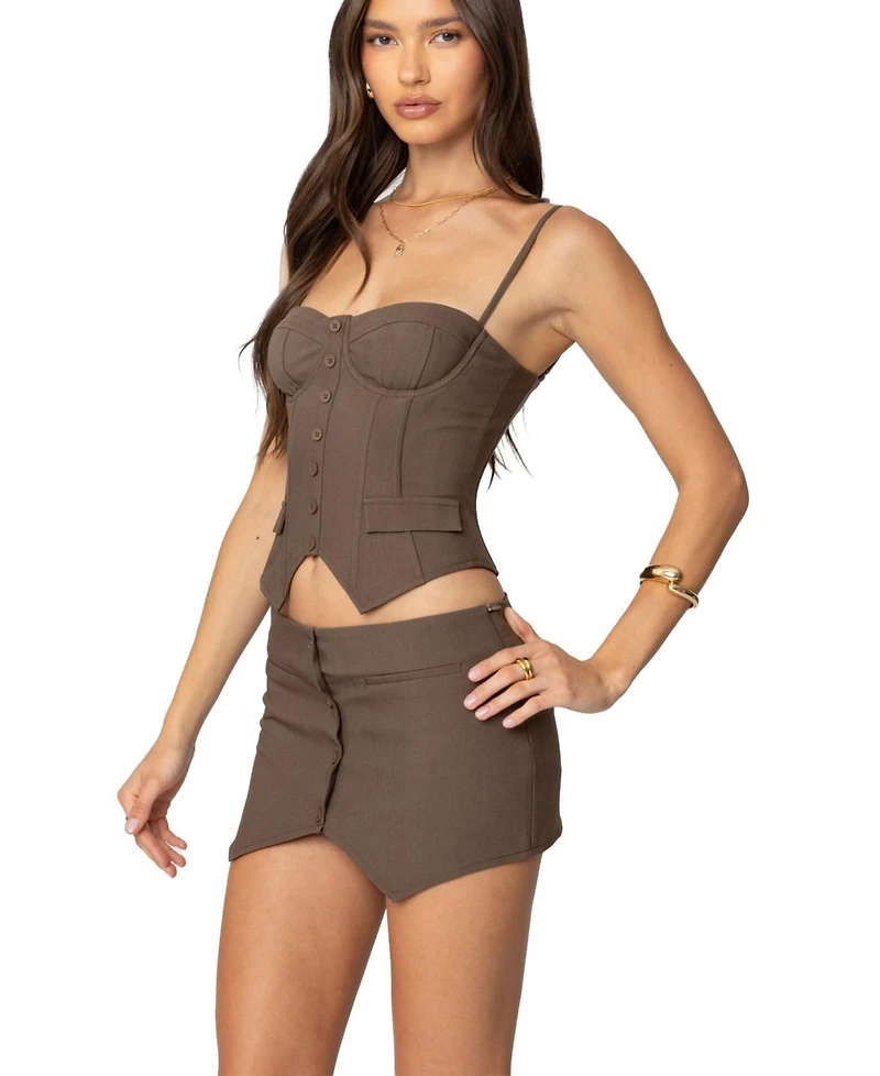Edikted Womens Ellis Buttoned Up Corset