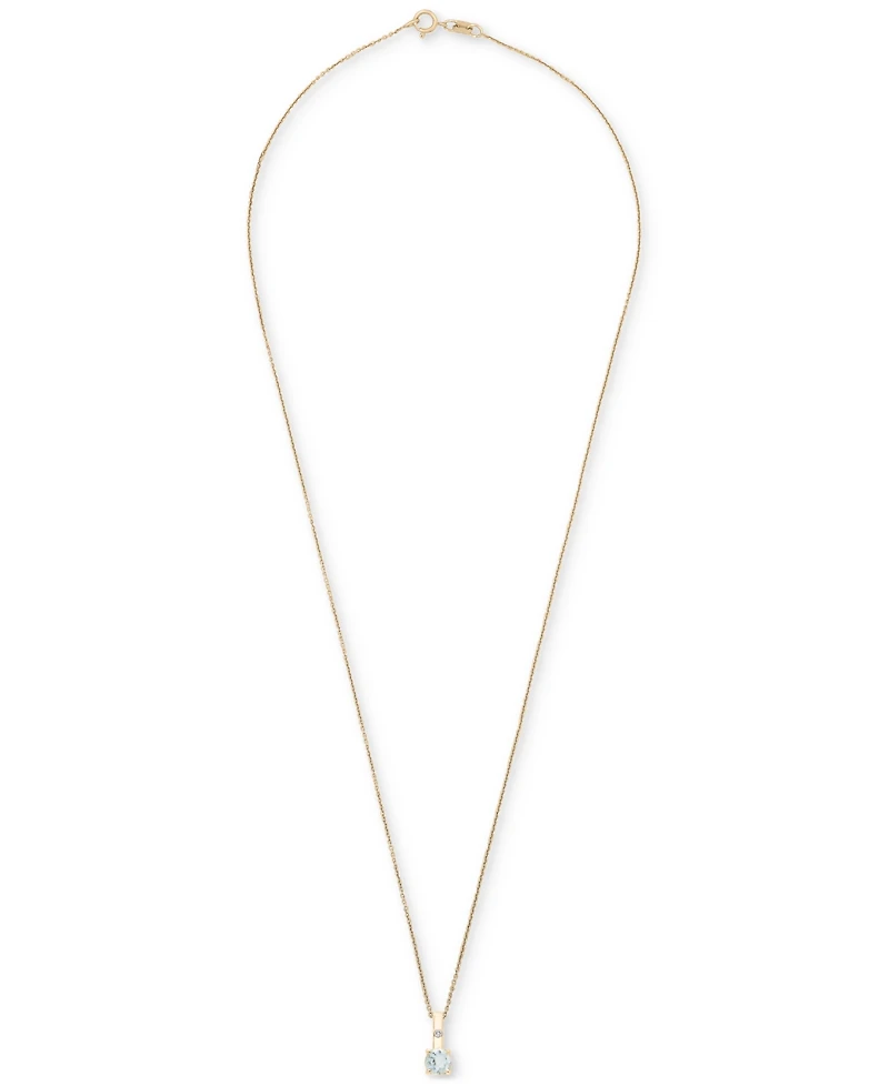 Macy's 2-Pc. Set Sky Blue Topaz (1-1/5 ct. t.w.) & Diamond Accent Hoop Earrings & Pendant Necklace in 14k Gold Over Sterling Silver