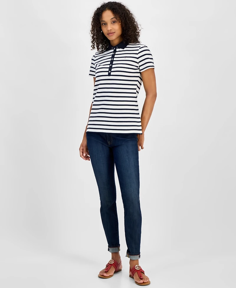 Tommy Hilfiger Women's Striped Short-Sleeve Polo Shirt