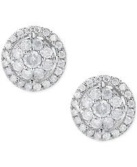 Diamond Cluster Round Stud Earrings (1/2 ct. t.w.) in 10k White Gold