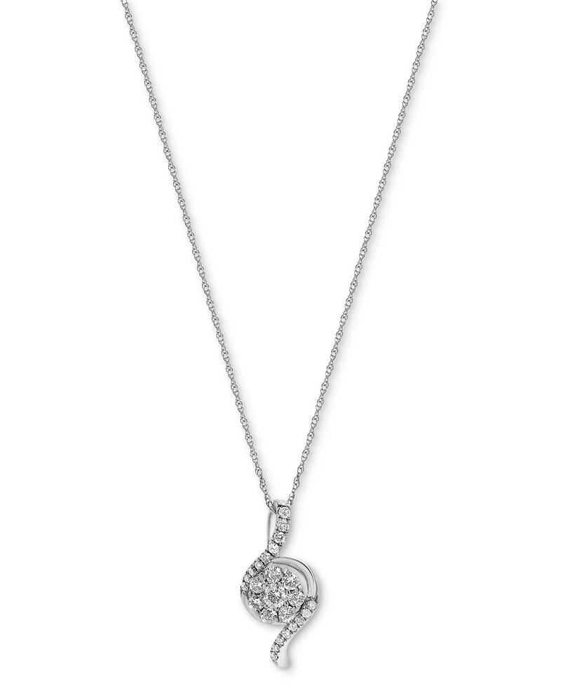 Diamond Curving 18" Pendant Necklace (1/3 ct. t.w.) in 10k White Gold