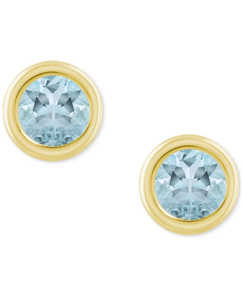 Macy's Gemstone Round Stud Earrings 10k Yellow Gold or White