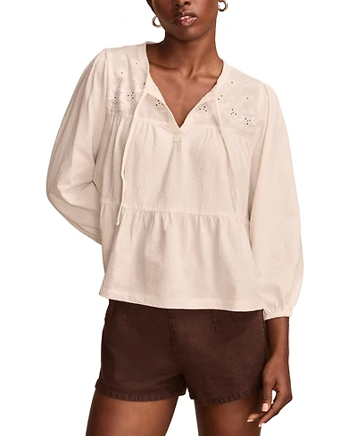 Lucky Brand Women's Embroidered Peasant Top