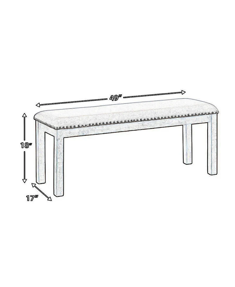Slickblue Nailhead Trim Wooden Dining Bench with Fabric Upholstery for Elegant Dining Room Seating
