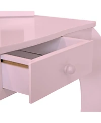 Beauty Bliss Mdf Kids' Vanity Table with Tri-Fold Mirror and Matching Stool - Pink