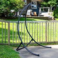 Steel Outdoor Hammock Chair Stand with Curved Legs - Black - 84"