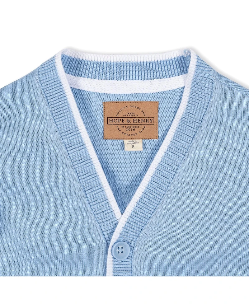 Hope & Henry Baby Boys Long Sleeve Tipped Cardigan Sweater