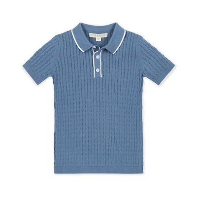 Hope & Henry Boys' Organic Short Sleeve Sweater Polo with Tipping, Kids